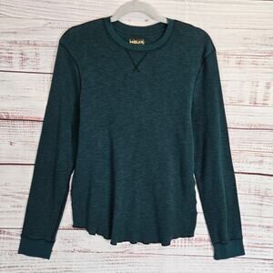 Helix Men's Thermal Henley Size 2XL Teal Green Waffle Knit Pullover Crewneck Top